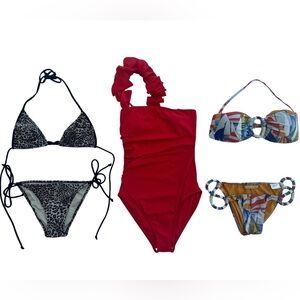 Set of 3 Swimsuits Agua de coco Multicolor XS/S, Livia Red 36/ Leopard print XS